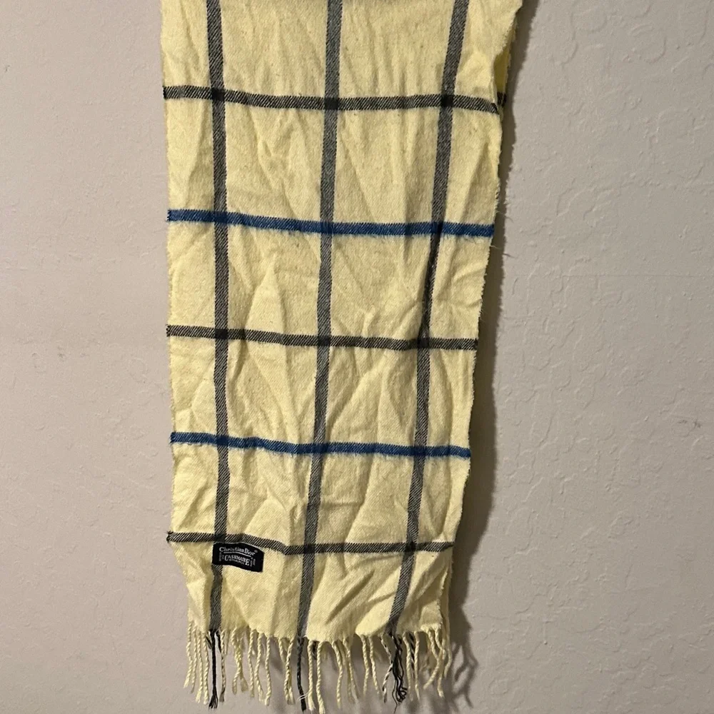 Christian Dior Yellow and Blue Plaid Scarf vintage